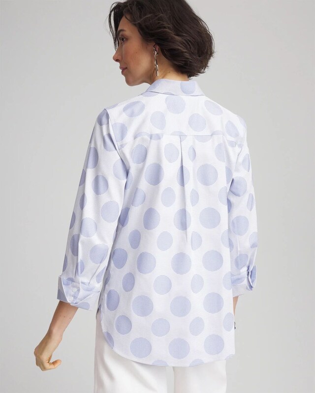 No Iron Polka-Dot Stretch Sateen Shirt - image 3
